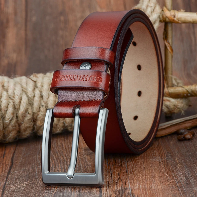 COWATHER Men Belt Cow Genuine Leather Designer Belts for Men High Quality Fashion Vintage Male Strap for Jeans Cow Skin XF002