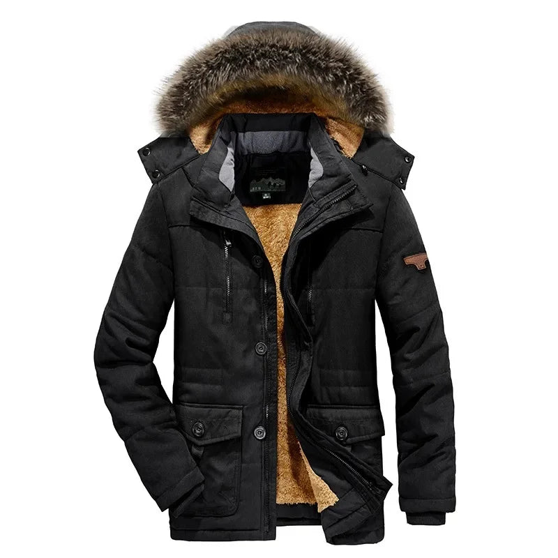 Men Down Jacket Male White Duck Down Jacket Hooded Outdoor Thick Warm Padded Snow Coat Oversized Plus Size Degree Winter Parkas