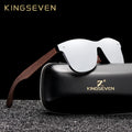 KINGSEVEN 2024 Luxury Walnut Wood Sunglasses Polarized Wooden Brand Designer Rimless Mirrored Square Sun Glasses for Women/Men