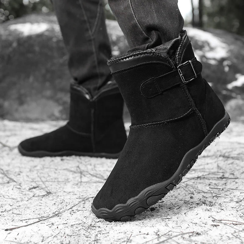 Vinterbarfotakängor för män ankelkängor plysch varma snöskor halkfria vardagssneakers varma skor för män och kvinnor bomullsskor för par
