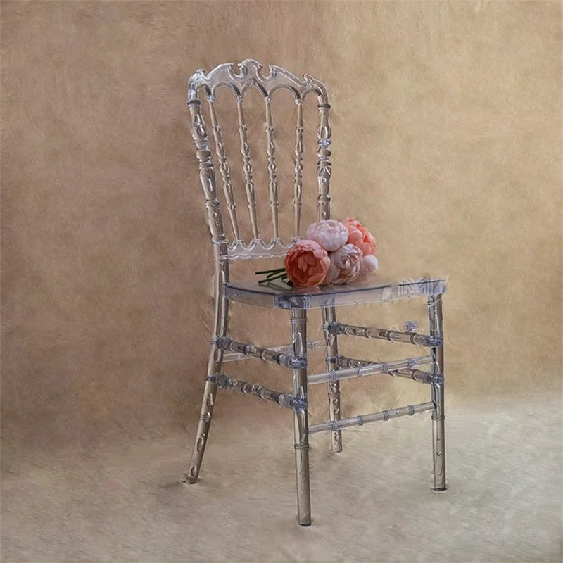 100 unidades de silla Chiavari transparente de resina acrílica desmontable para eventos de boda o fiestas en hoteles