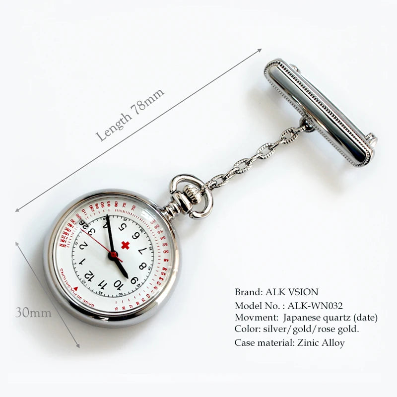 ALK Vision Nurse Fob Watch - Luxury IP Plated Golden Chain With Floral Pattern
