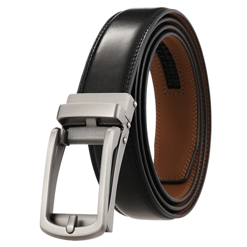 Cinturón de piel auténtica para hombre 2022, hebilla automática de aleación dura, cinturón de negocios de piel de vaca natural de 31 mm, fajín sin agujeros para traje masculino