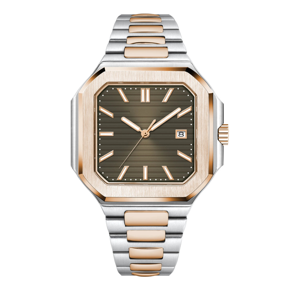 Customized Logo 44.5MM Mechanical Square Steel Case Aseptic Watch Automatic Movement NH35 Fashion Date Gift Men's Watch Corgeut