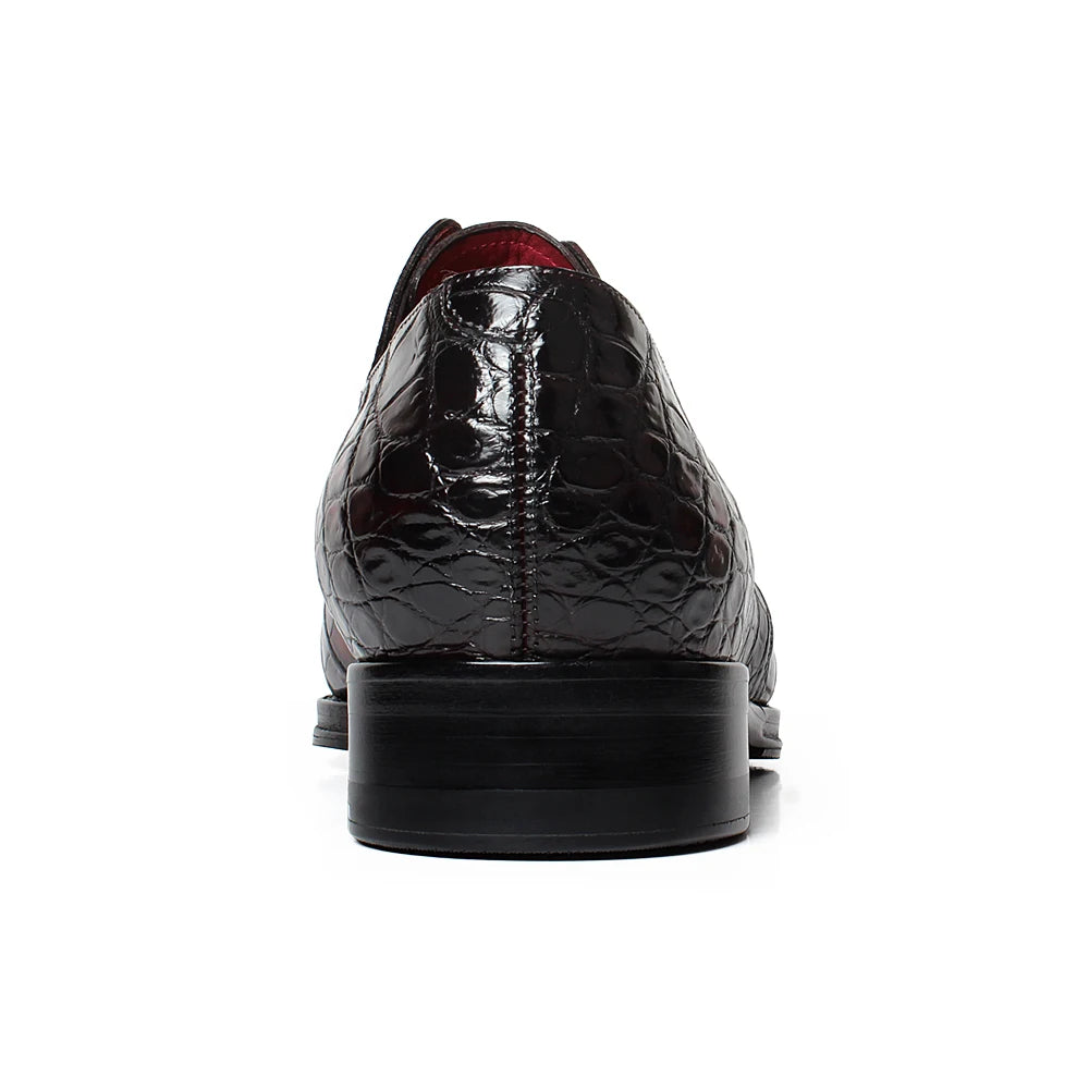 Zapatos de vestir para hombre de piel de cocodrilo, estilo Derby - Duraderos, cómodos, transpirables y elegantes