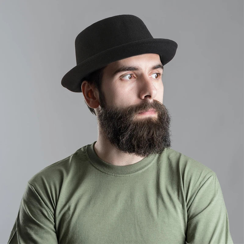 GEMVIE Classic 100% Wool Soft Felt Pork Pie Hat Fedora for Men Women Autumn Winter Wool Hat Curved Brim Men Dress Hats