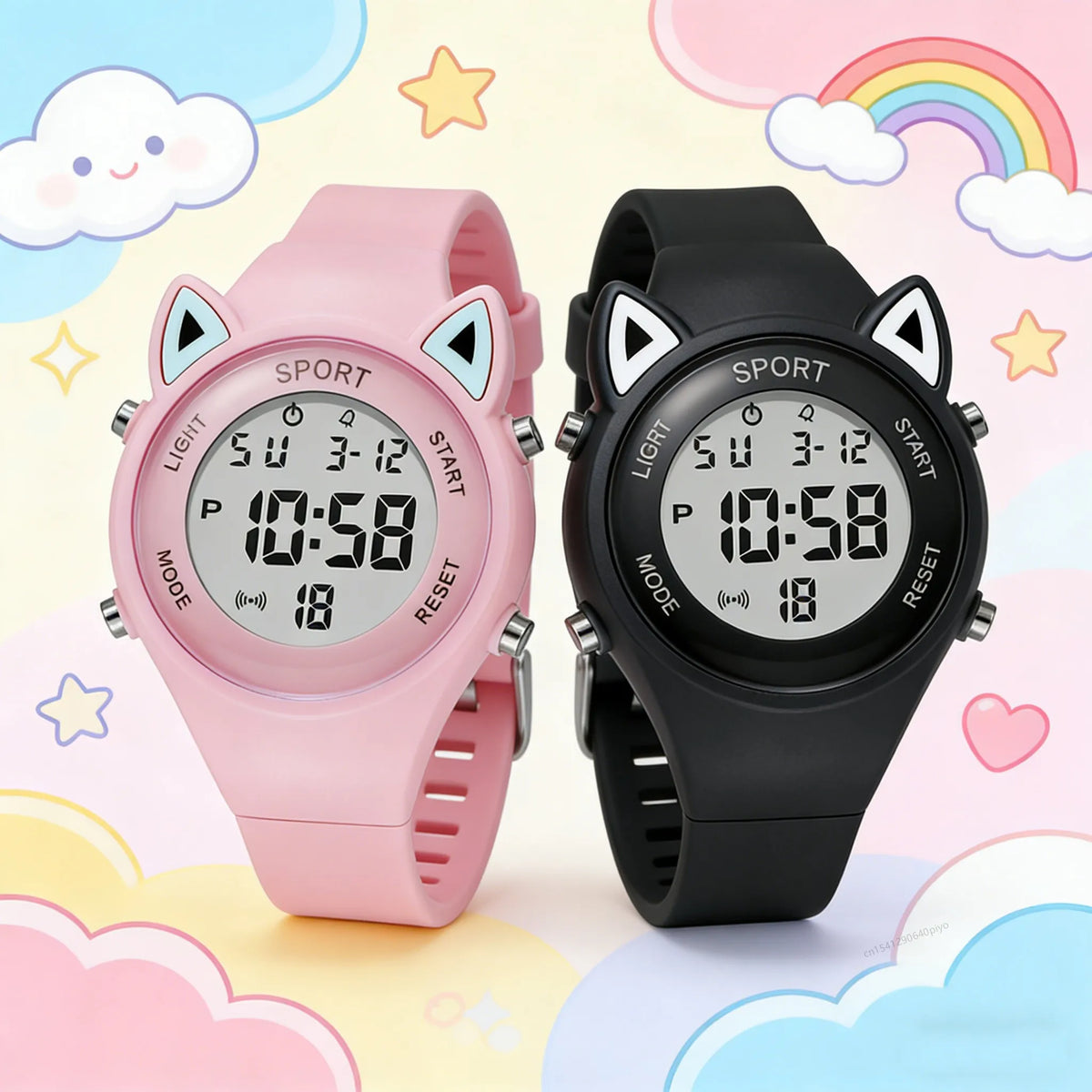 NUEVO Reloj deportivo 3D con orejas de gato para niños, relojes electrónicos para niñas y niños, reloj de pulsera digital LED luminoso e impermeable para estudiantes, regalos