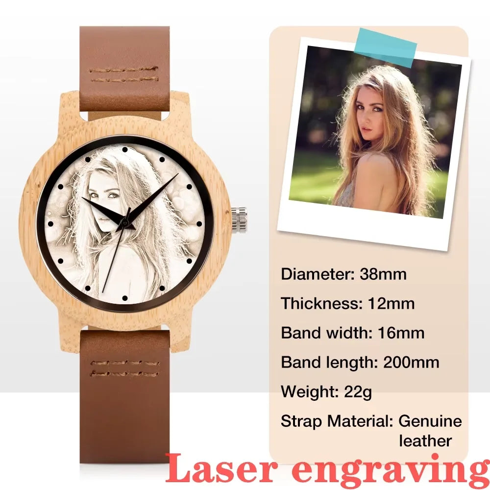 Engraved Watch Boyfriend Birthday Groomsmen Gift BOBOBIRD Wooden Quartz Wristwatch Men Fathers Day Anniversary Photo Custom Gift
