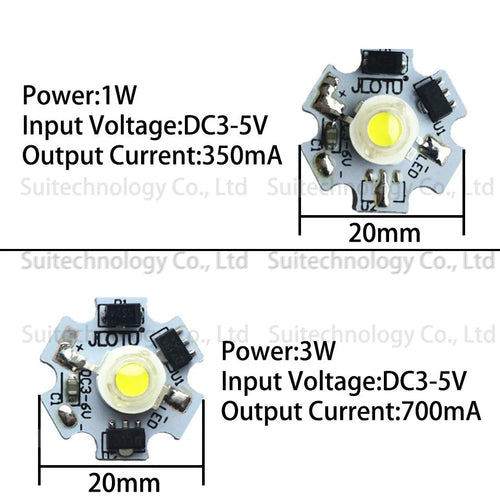 1W 3W LED Bead Light Plate DC3-5V/6-12V/12-24V Drive Free Light Chip Battery Light Source Board With 15cm Line for DIY Bulb