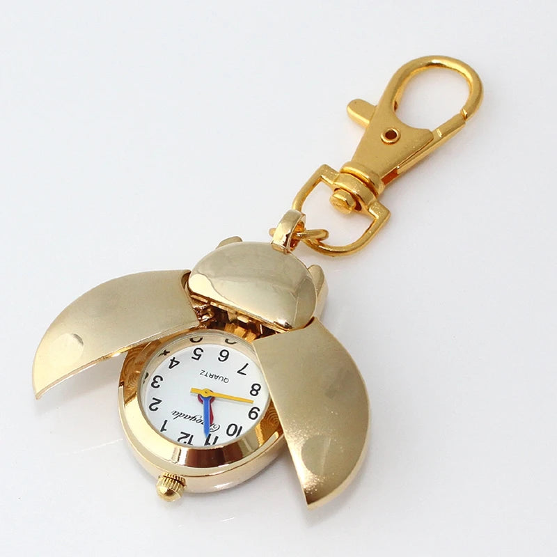 Pop Stainless Steel Quartz Pocket Watch Cute Key Ring Chain New Gift New Ladybug Birthday Party Gifts