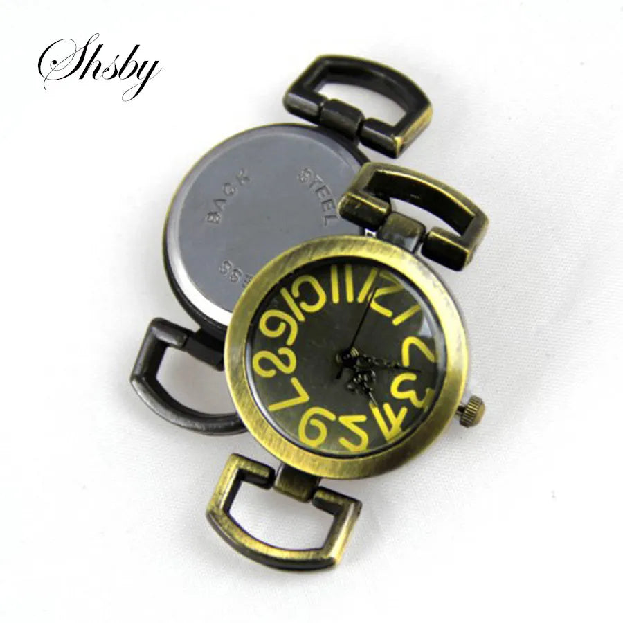 Shsby Diy Personality Ancient Bronze Watch Header Black Numerals Circle Watch Table-Core Watchband Watch Accessories