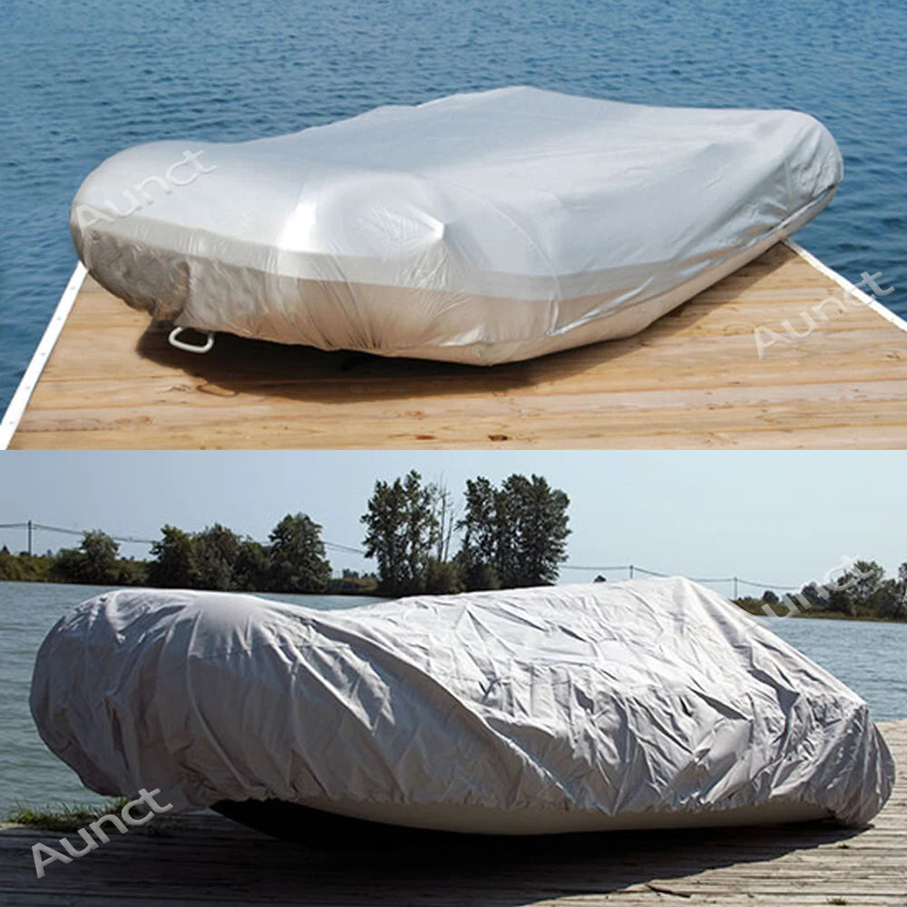 Cubierta universal para bote tipo V, impermeable, a prueba de polvo, anti-UV, resistente a la lluvia y nieve, para botes inflables, lanchas, botes de pesca y botes de goma, tamaño grande.