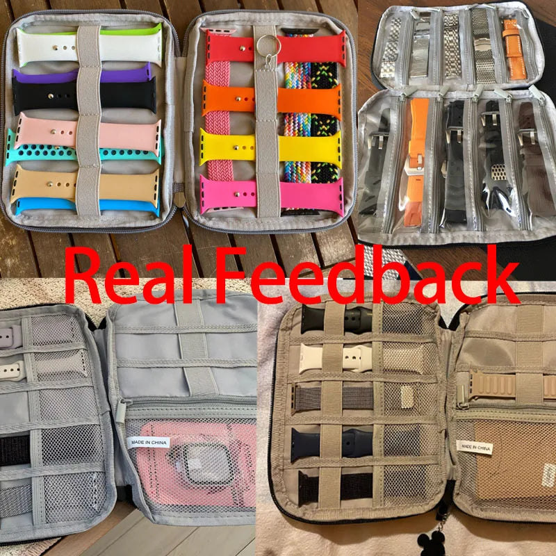 Caja organizadora portátil impermeable para guardar relojes y correas, estuche de almacenamiento para hombres y mujeres, compatible con Apple Watch y otros relojes.
