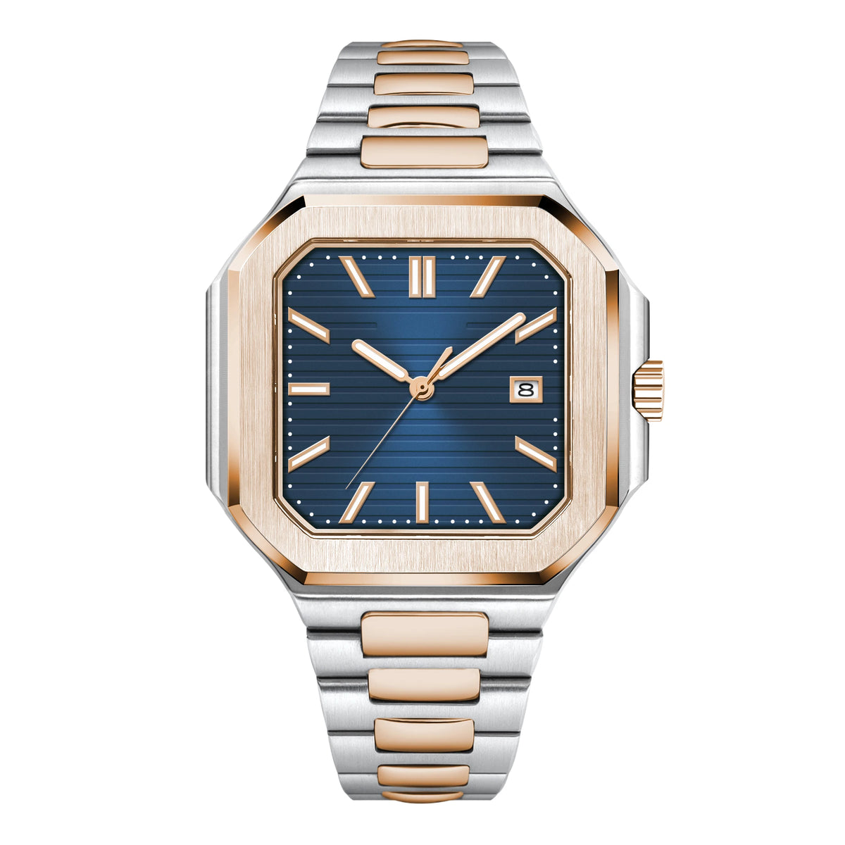 Customized Logo 44.5MM Mechanical Square Steel Case Aseptic Watch Automatic Movement NH35 Fashion Date Gift Men's Watch Corgeut