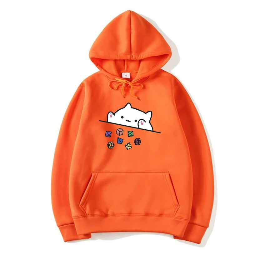 Bluza z kapturem dla Mistrza Gry z kotem rzucającym kośćmi, do gier RPG, urocza bluza dla miłośnika kotów, retro DnD, unisex