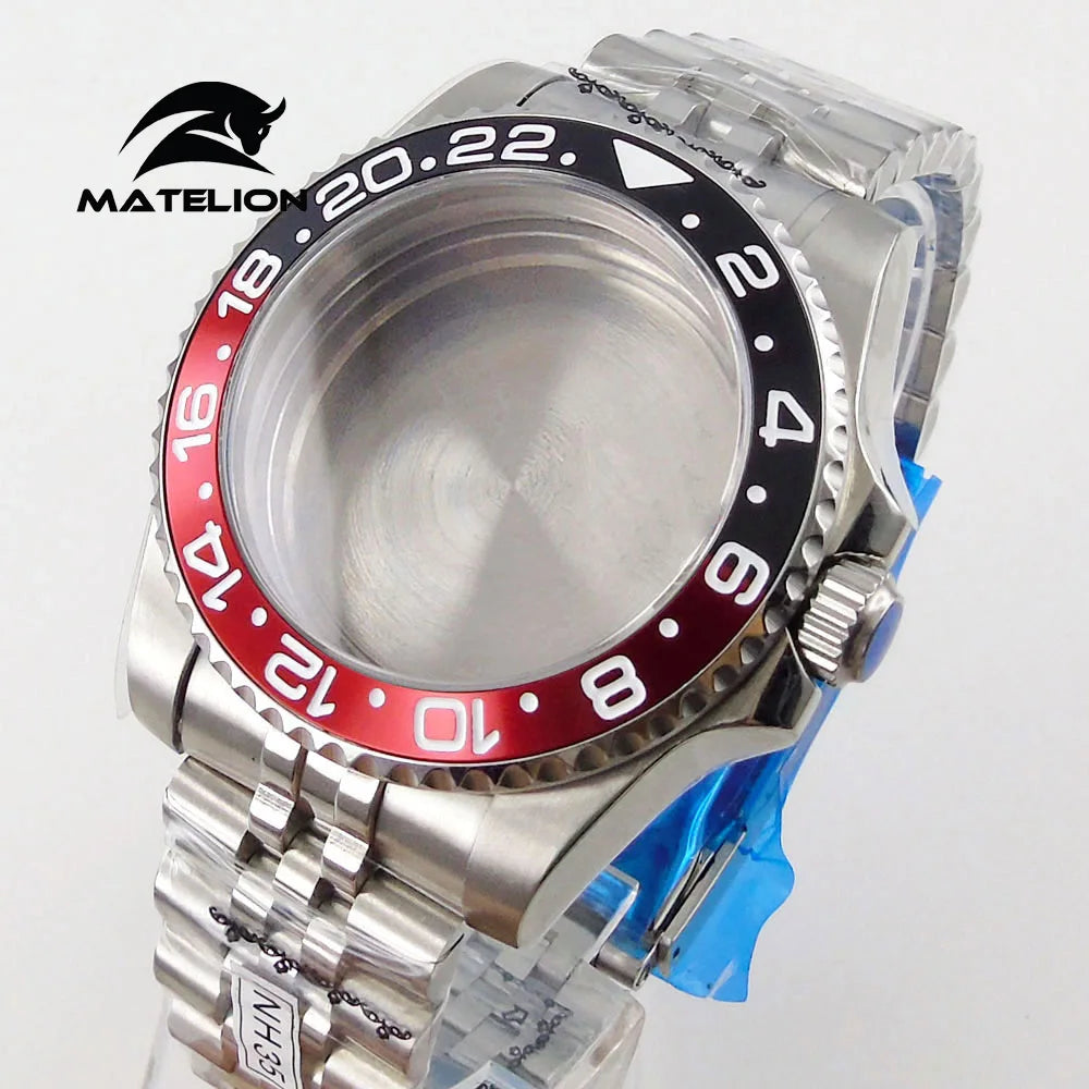 Koperta do zegarka Matelion 200M do nurkowania 40mm, pasuje do mechanizmów NH35 NH36 NH34 GMT ETA 2824 PT5000, bransoleta typu Jubilee, szkło szafirowe, zapięcie przesuwne