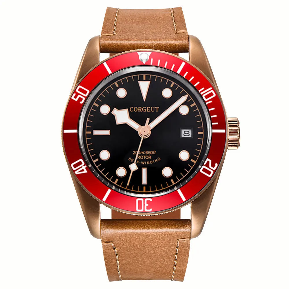 Custom Logo NH35A Miyota Sport 20ATM Watch PVD Coffee Bronze Case Sapphire Glass Luminous Deployant Clasp Deepwaterproof