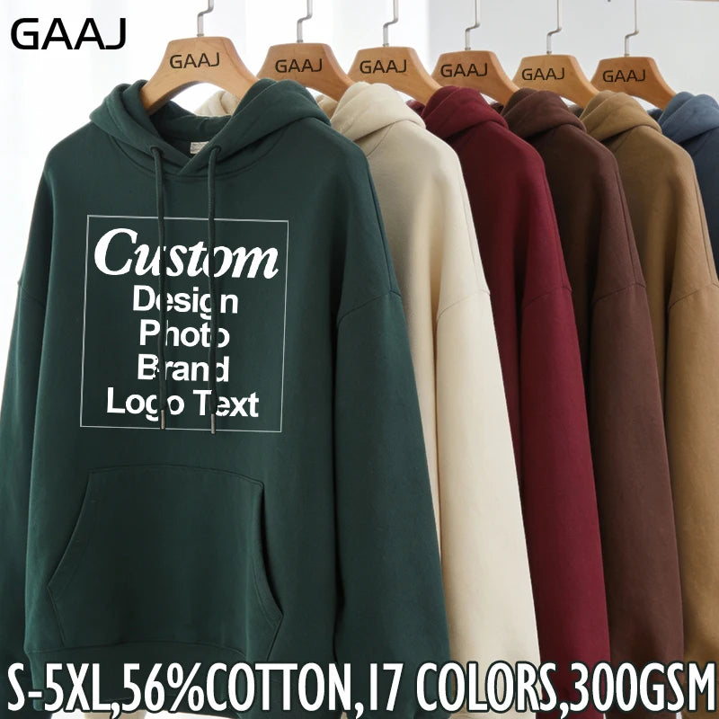 High Quality Custom Hoodie Cotton Sweatshirt Print Embroidery Brand Logo Text Photo Design Men Women Famliy Team Clothing 300g