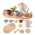 Wooden Montessori Toy Kitchen Set with Teapot and Teacup for Kids