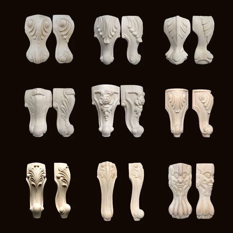 2-4pcs Wood Furniture Legs Sofa Couch Chair Ottoman Loveseat Coffee Table Cabinet Feet Bun Foot Wood Bend Appliques Onlays