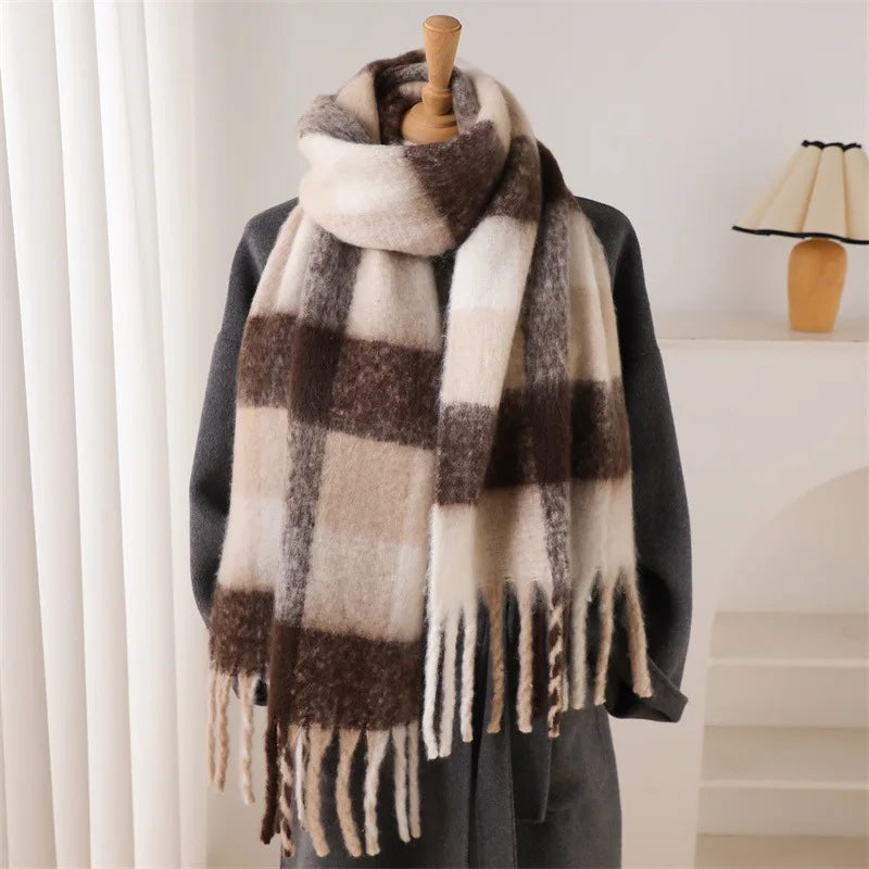 2026 Winter Thick Warm Scarf Women Cashmere Shawl and Wraps Pashmina Neckerchief Bufanda Female Rainbow Hairy Tessel Echarpe New