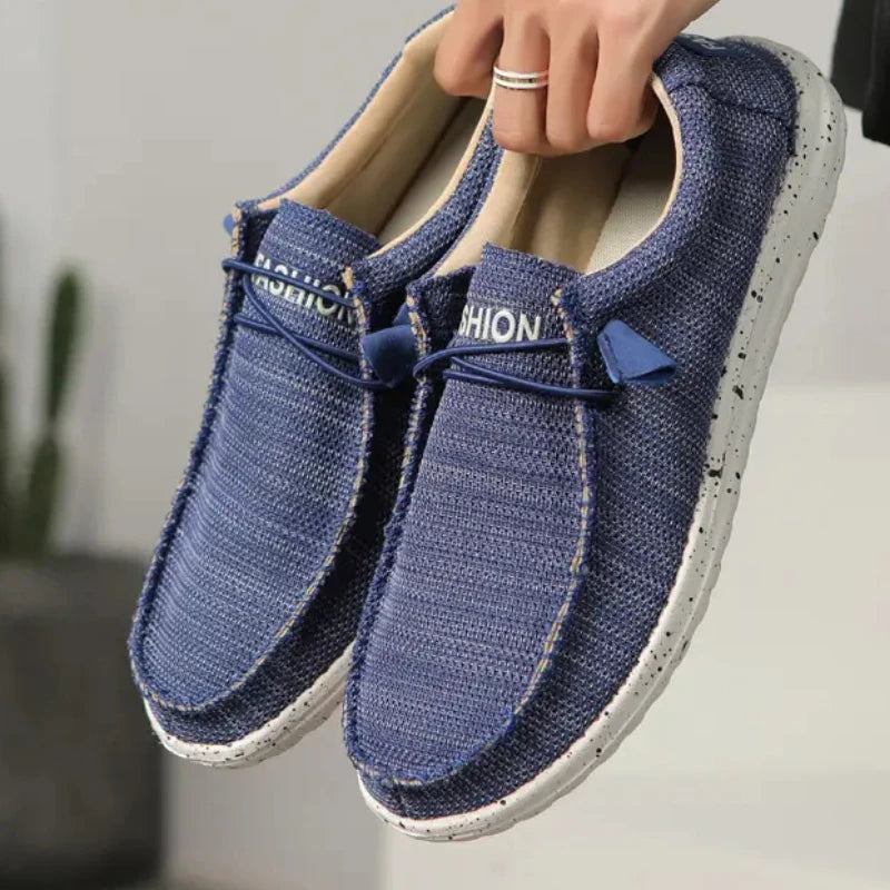 Men's Breathable Boat Shoes 2026 One Foot Shoes Loafers Casual Armor Shoe Lightweight Canvas Lace Up Loafers Zapatos Para Hombre