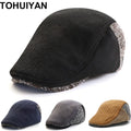TOHUIYAN Knitted Wool Newsboy Caps for Men Retro Gatsby Hat Winter Warm Hats Male Bone Boina Golf Hats Duckbill Visor Ivy Caps