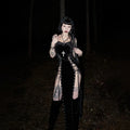 Punk Grunge High Split Hem Straps Dess 90s Streetwear Gown Women Sexy Corn Bandage Velvet Dresses Mall Gothic Clothing