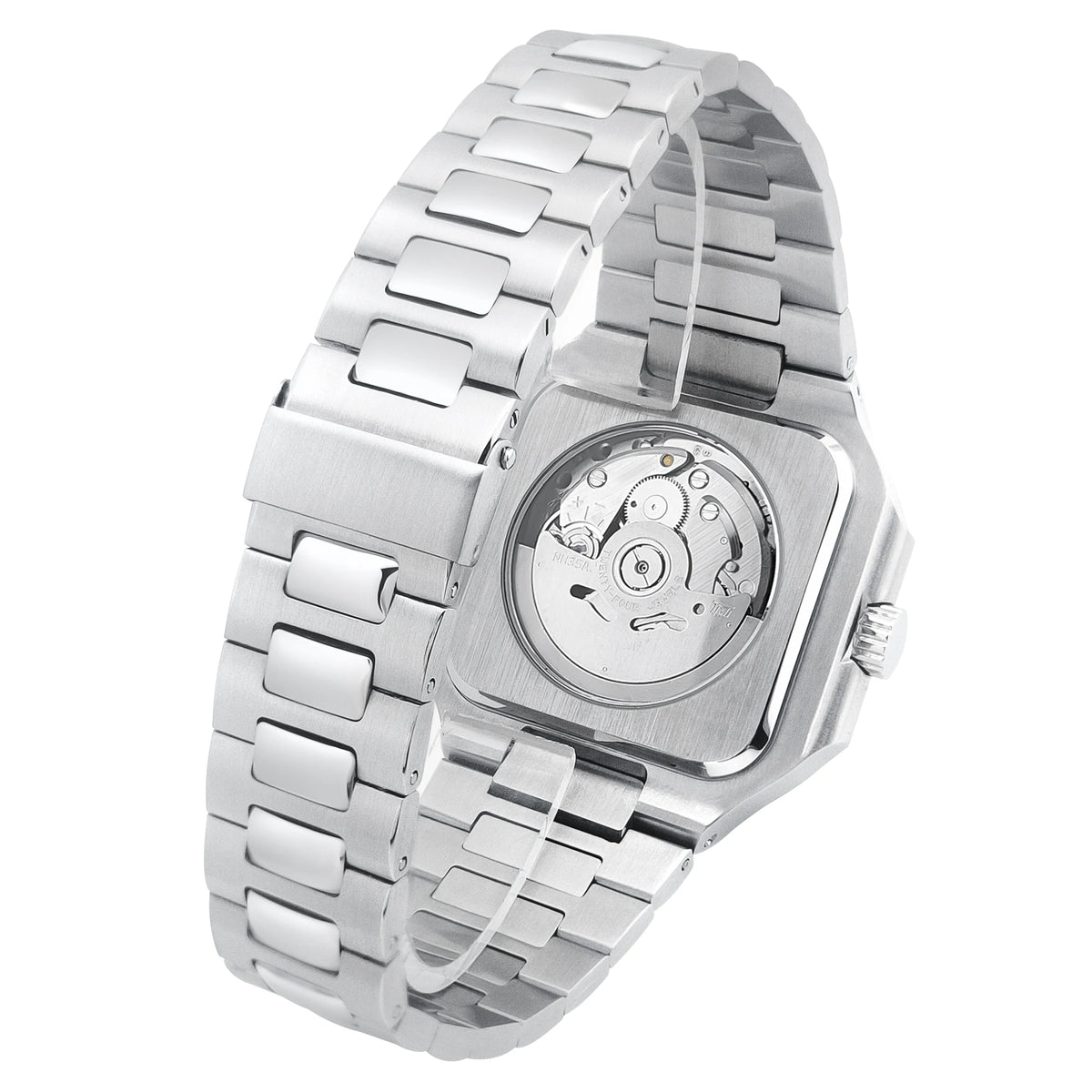 Customized Logo 44.5MM Mechanical Square Steel Case Aseptic Watch Automatic Movement NH35 Fashion Date Gift Men's Watch Corgeut