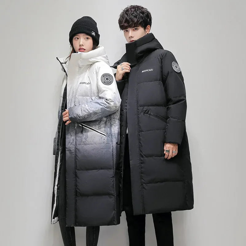 Men's Thick Hooded Down Jacket Cotton Polyester Winter Parka
