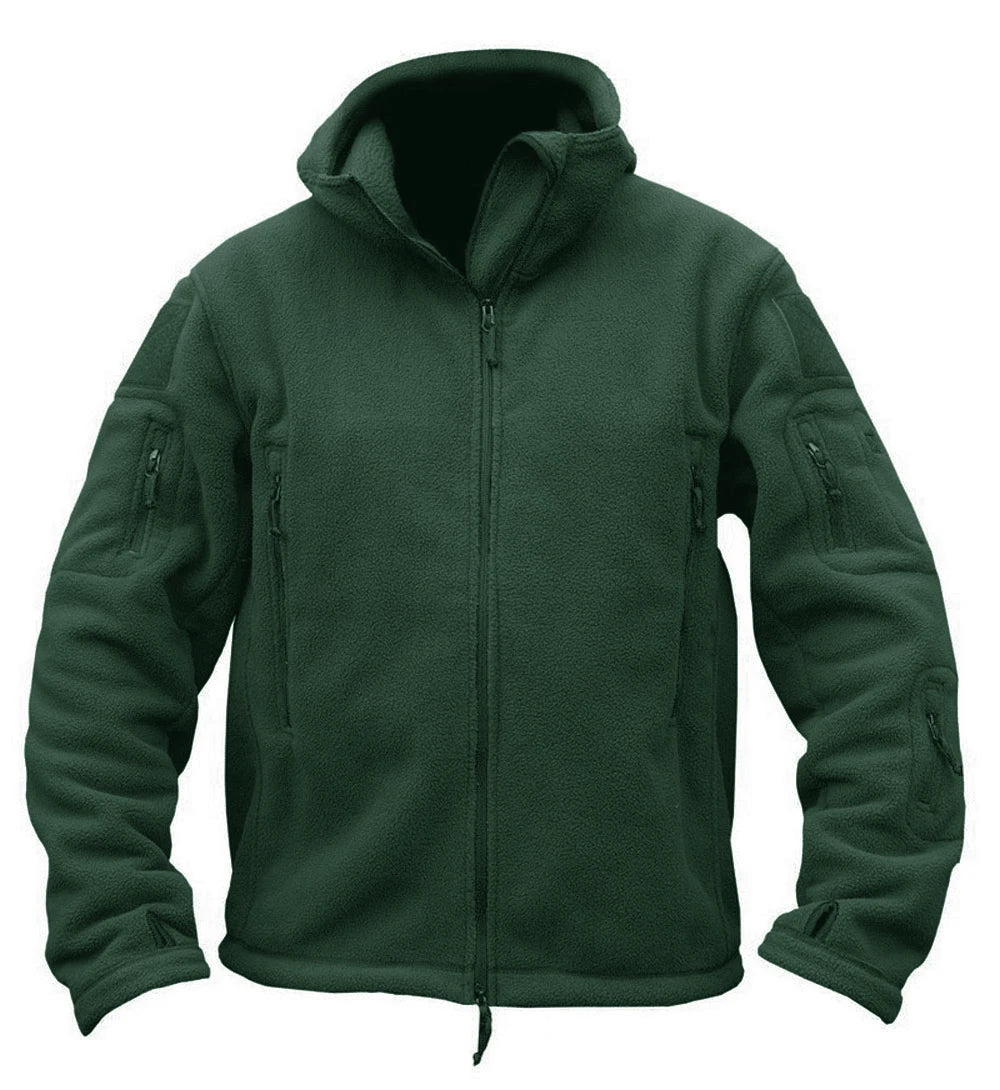 TACVASEN Winter Hooded Fleece Jackets Mens Zipper Pockets Camping Work Jacket Thermal Autumn Outerwear Outdoor Hiking Warm Coat