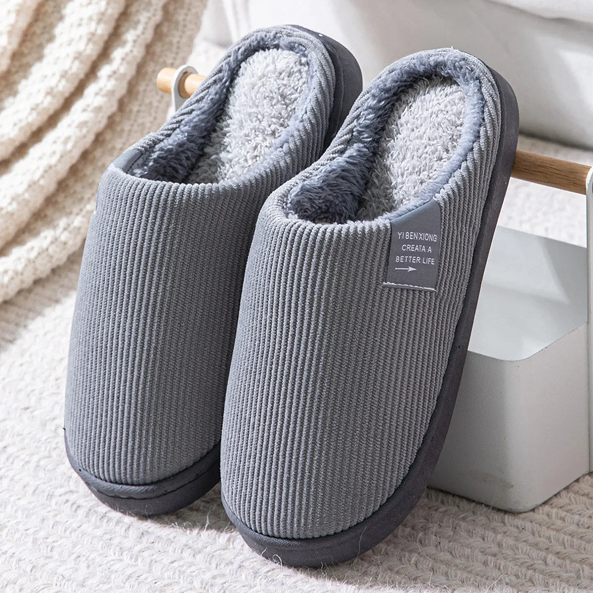 NEW Women's Men's Casual Thick Soft Bottom Home Slippers Household Plush Slippers Anti-Slip Thermal Slippers Indoor Winter Flats