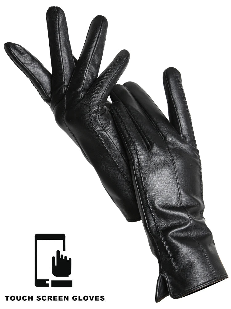 Damen-Lammfellhandschuhe Winter Warm mit Plüschfutter