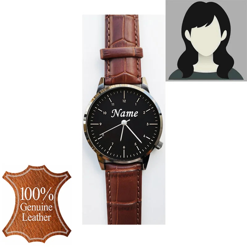 Grabado personalizado gratuito con su nombre, logotipo o texto. Reloj de pulsera para hombre y mujer, resistente al agua 3 ATM, reloj personalizado.