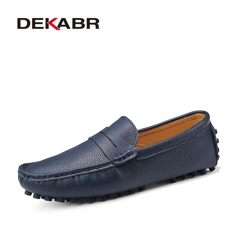 Zapatos casuales para hombre DEKABR talla 49, zapatos de moda para hombre, mocasines de cuero genuino, zapatos planos sin cordones, calzado de conducción para hombre