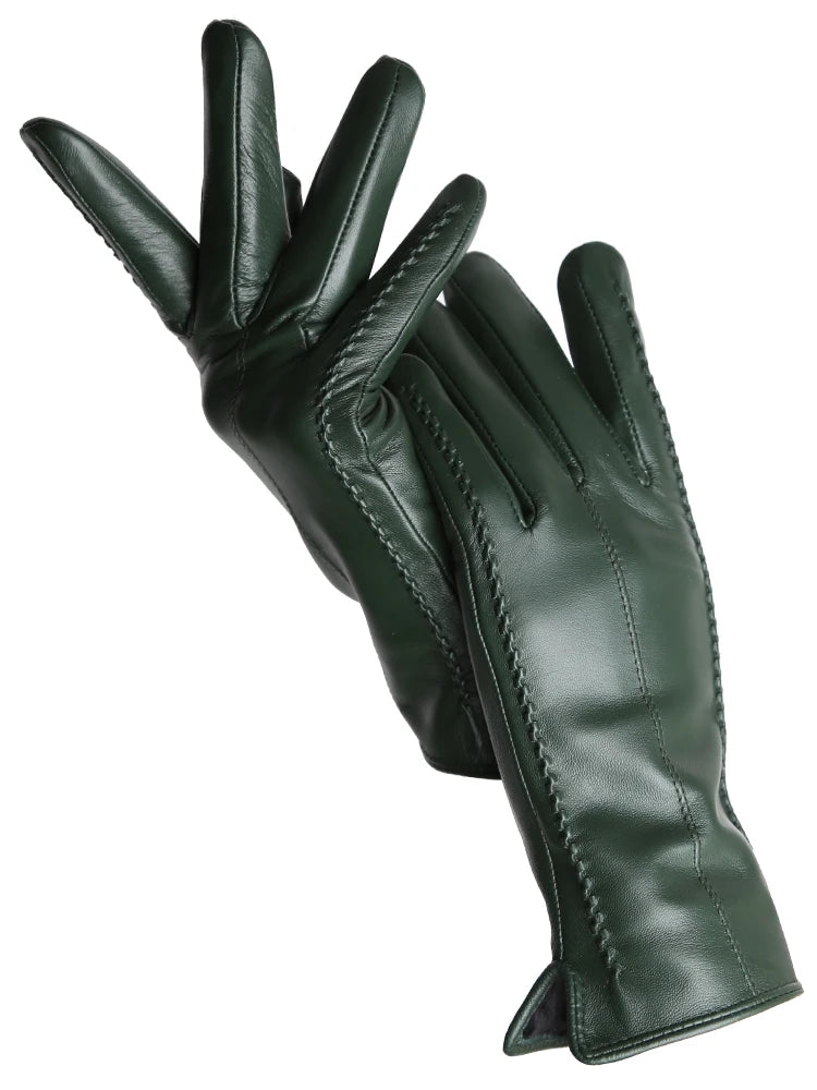 Damen-Lammfellhandschuhe Winter Warm mit Plüschfutter