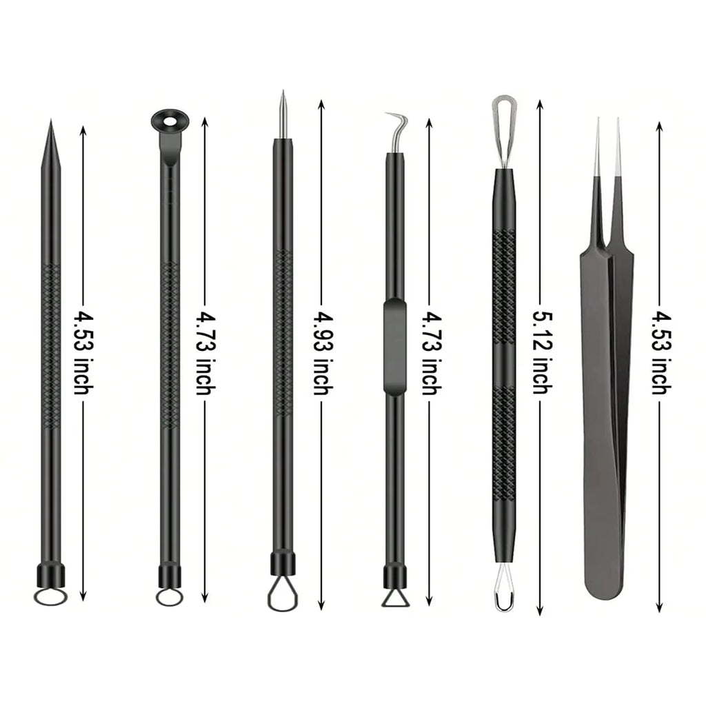 6pcs/Set Acne Removal Needle and Clip Stainless Steel Tool Blackhead Removal Blemishes Facial Skin Care Beauty Facial Pore Clean