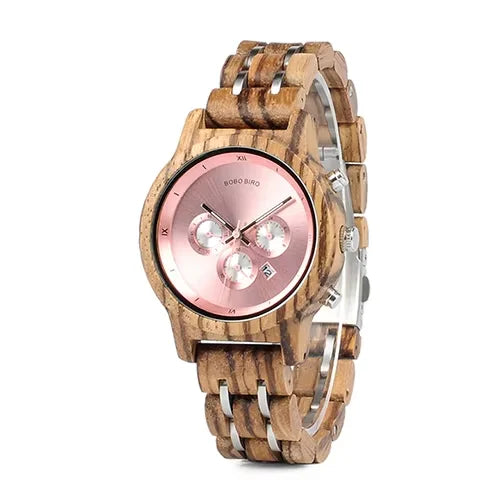 Zegarek damski BOBO BIRD, zegarek drewniano-metalowy z chronografem, możliwość personalizacji logo, prezent świąteczny w pudełku, dropshipping
