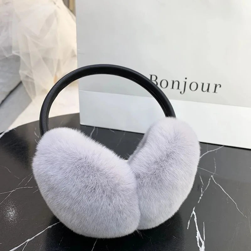 Natural 100% Rex Rabbit Fur Earmuffs Fashion Women Warm Russia Winter Real Fur Earmuffs Children Ear Cover Fur Earlap Girl