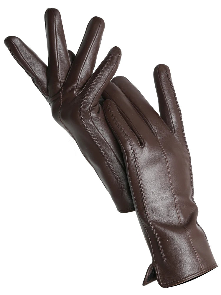 Damen-Lammfellhandschuhe Winter Warm mit Plüschfutter