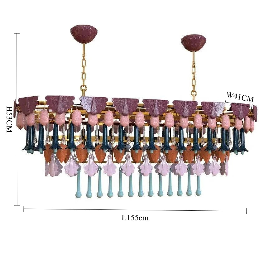 Vintage Ceramic Color Chandelier Macaron Crystal Pendant Light for Bedroom Living Room Hotel Creative Glass Art LED Pendant Lamp
