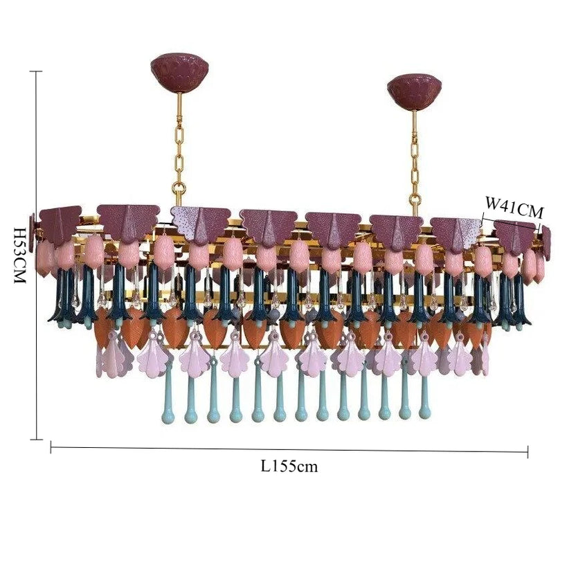 Vintage Ceramic Color Chandelier Macaron Crystal Pendant Light for Bedroom Living Room Hotel Creative Glass Art LED Pendant Lamp