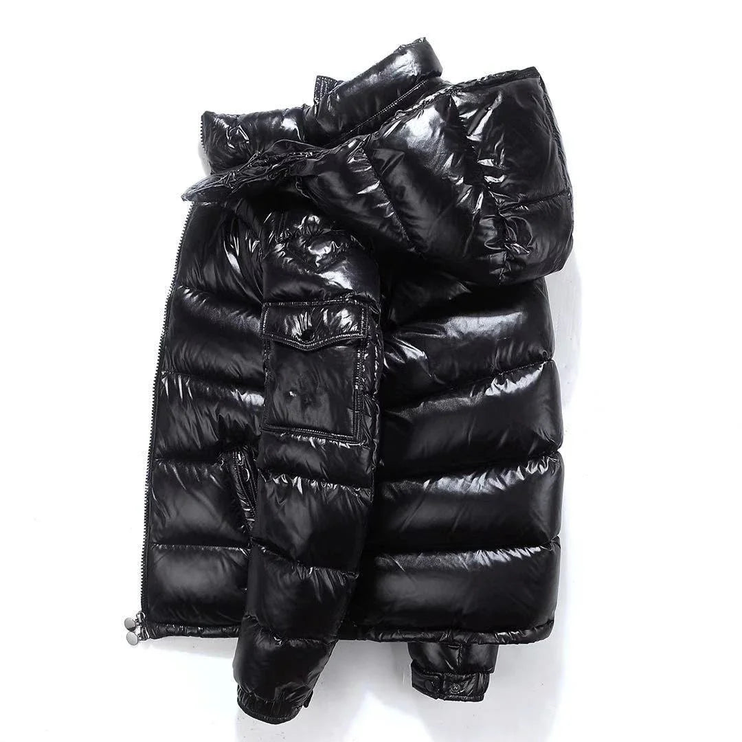 Parkas térmicas cortavientos de manga larga para hombre, de alta calidad, con capucha, estilo moderno, color sólido, chaqueta acolchada corta de invierno