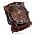 New Fashion Men's Watches Luxury Big Dial Quartz Lovers Watch Wide Genuine Leather Punk Bracelet Sport Wristwatch Men Gift