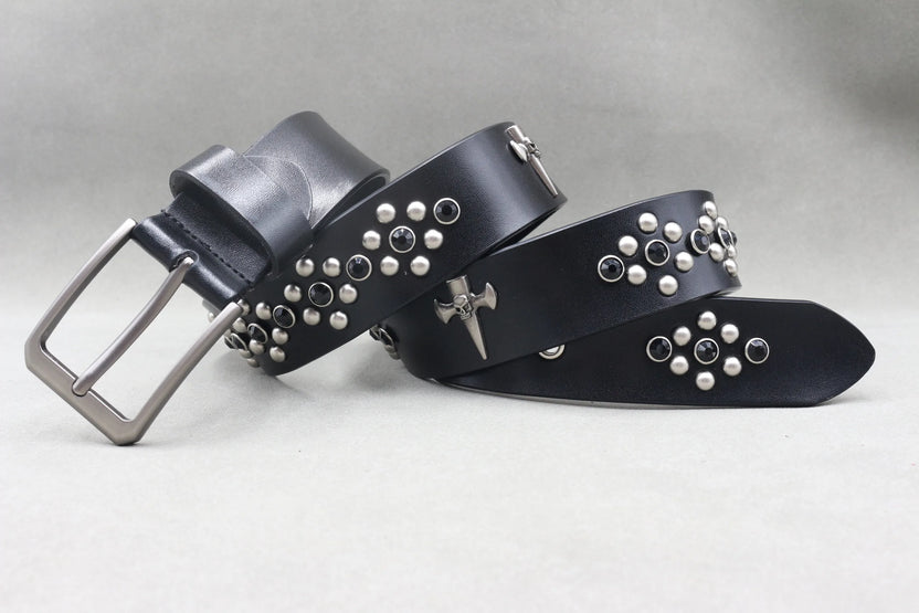 Heavy Metal Punk Belt Genuine Leather Hip Hop Belts for Men Cross Rivet Jeans Belt Male Strap Ceinture Homme Designer Belt