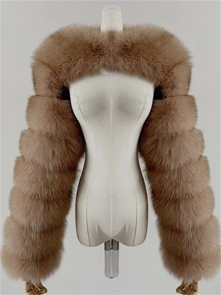 Winter Warm Clothes 2022 Pink Black Faux Fur Coats Women Long Sleeve Crop Top Gray White Faux Fur Jackets for Women Wholesale