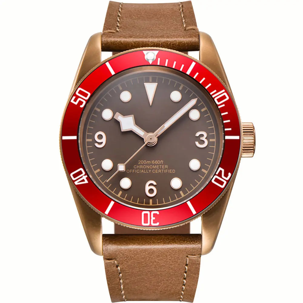 Custom Logo NH35A Miyota Sport 20ATM Watch PVD Coffee Bronze Case Sapphire Glass Luminous Deployant Clasp Deepwaterproof