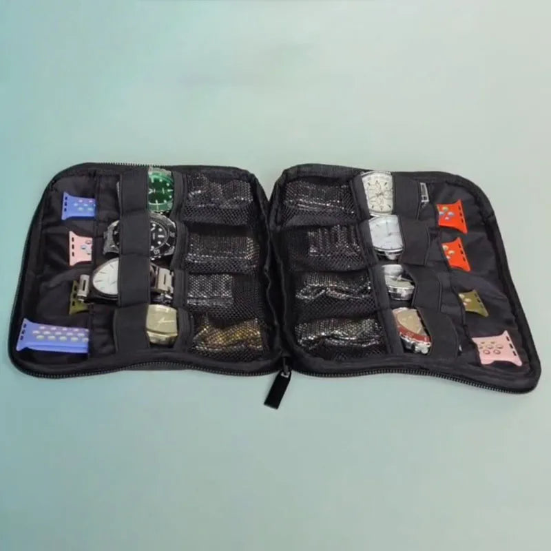 Caja organizadora portátil impermeable para guardar relojes y correas, estuche de almacenamiento para hombres y mujeres, compatible con Apple Watch y otros relojes.