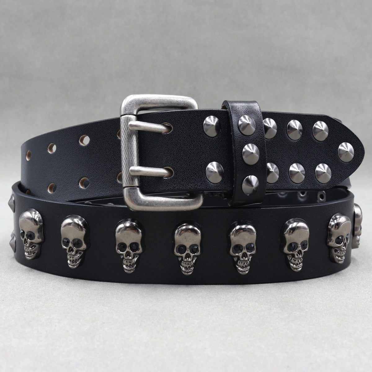 Cinturón de cuero genuino estilo punk heavy metal, cinturones de hip hop para hombre con remaches de cruz, cinturón para vaqueros, correa masculina, cinturón de diseñador para hombre