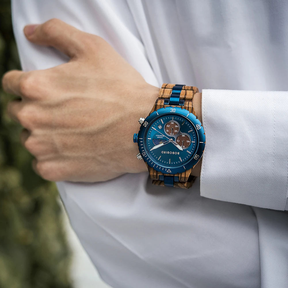Engraved Wooden Watch Father's Day Custom Your Logo BOBOBIRD Quartz Wristwatch Men Boyfriend Birthday Groomsmen Anniversary Gift